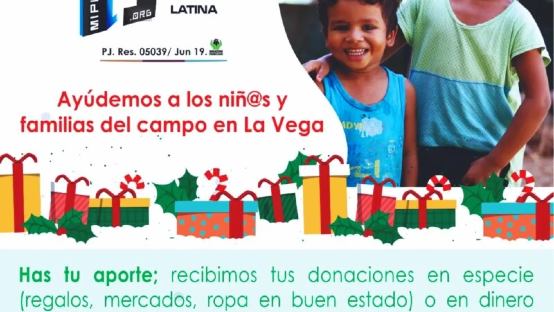 ¿Quiere ayudar y donar regalos para las familias y niños del campo en La Vega durante esta navidad?